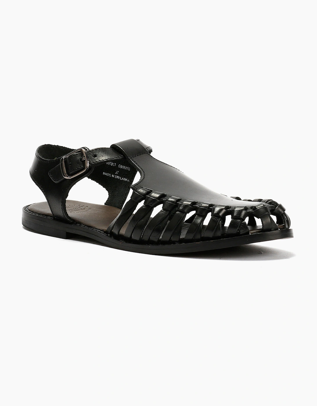 LUNA WOMENS BLACK LEATHER SANDAL