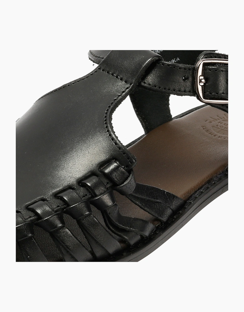 LUNA WOMENS BLACK LEATHER SANDAL