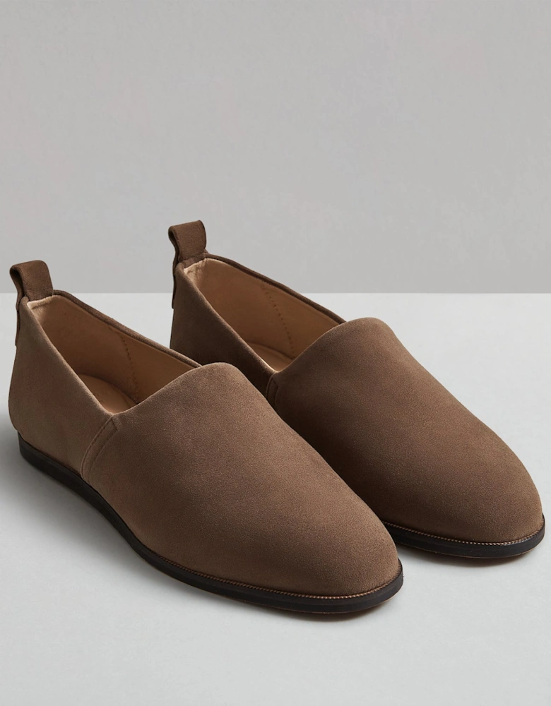 RIGBY MENS KHAKI SUEDE LOAFER