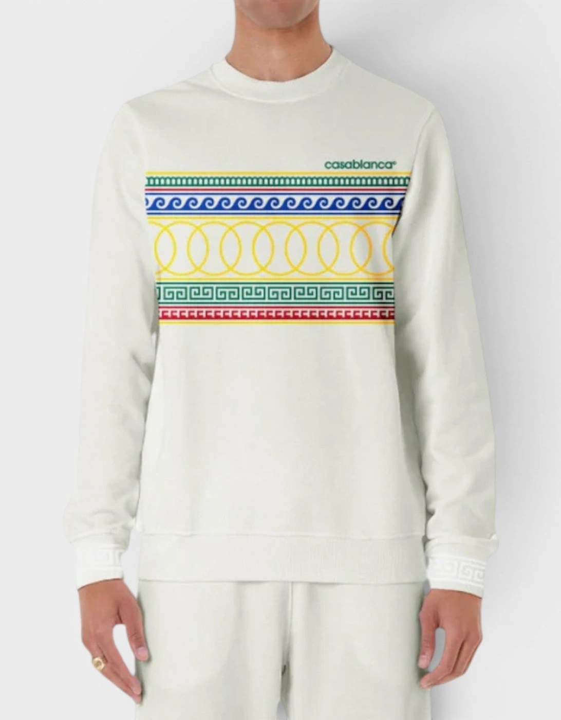 Les Anneaux Olympic Rings Screen Print Sweatshirt White