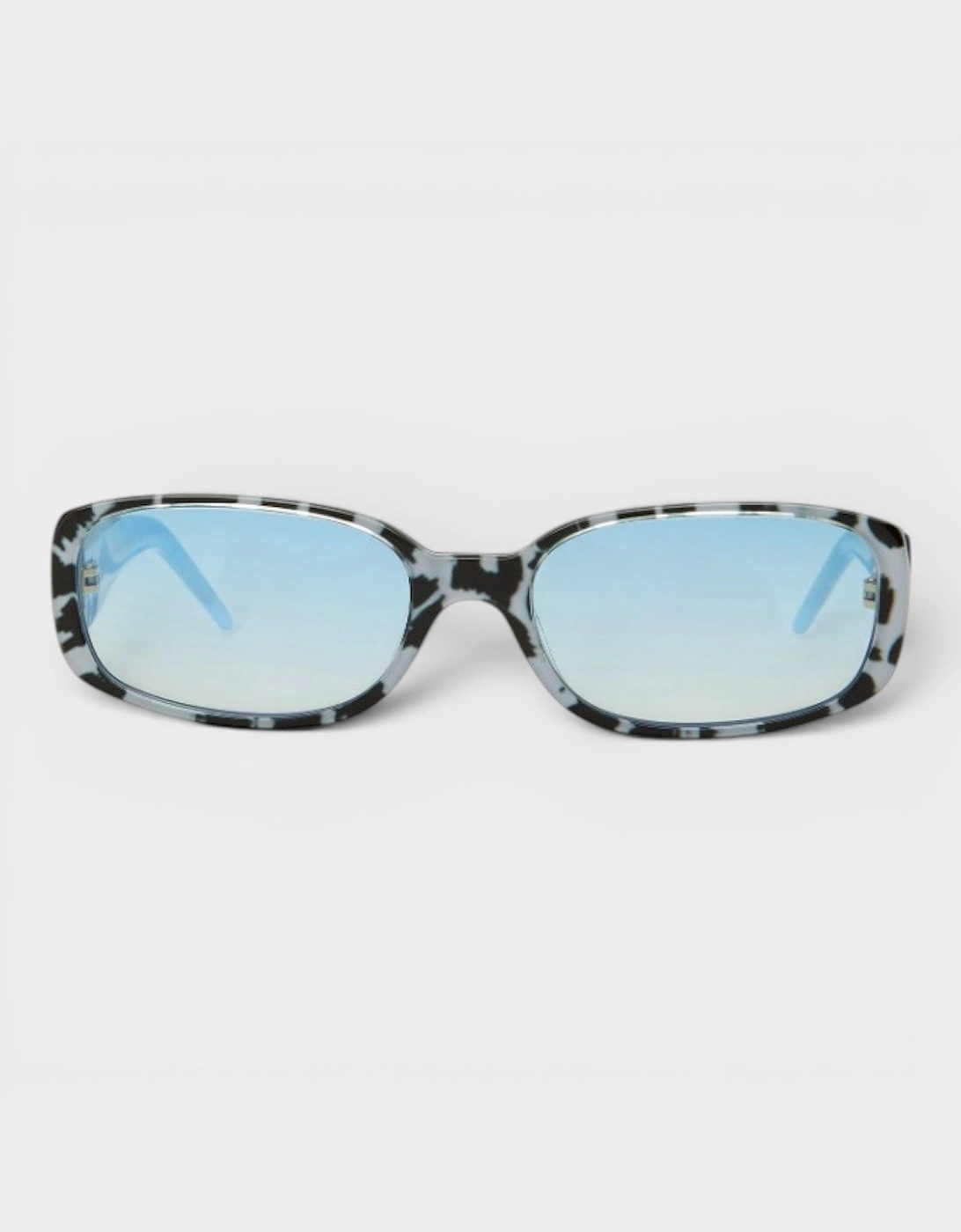 Oval Stripe Acetate Sunglasses White Leopard Blue