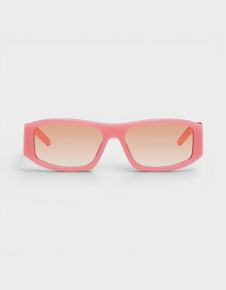Rectangular Comb Acetate Sunglasses Pink Orange