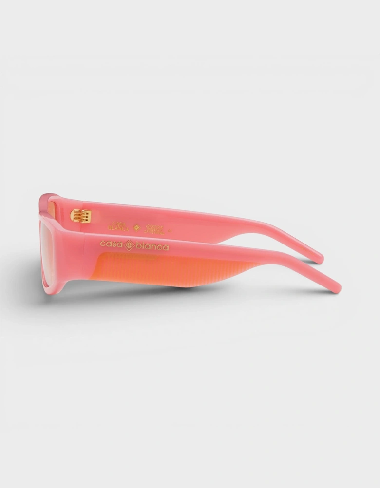 Rectangular Comb Acetate Sunglasses Pink Orange