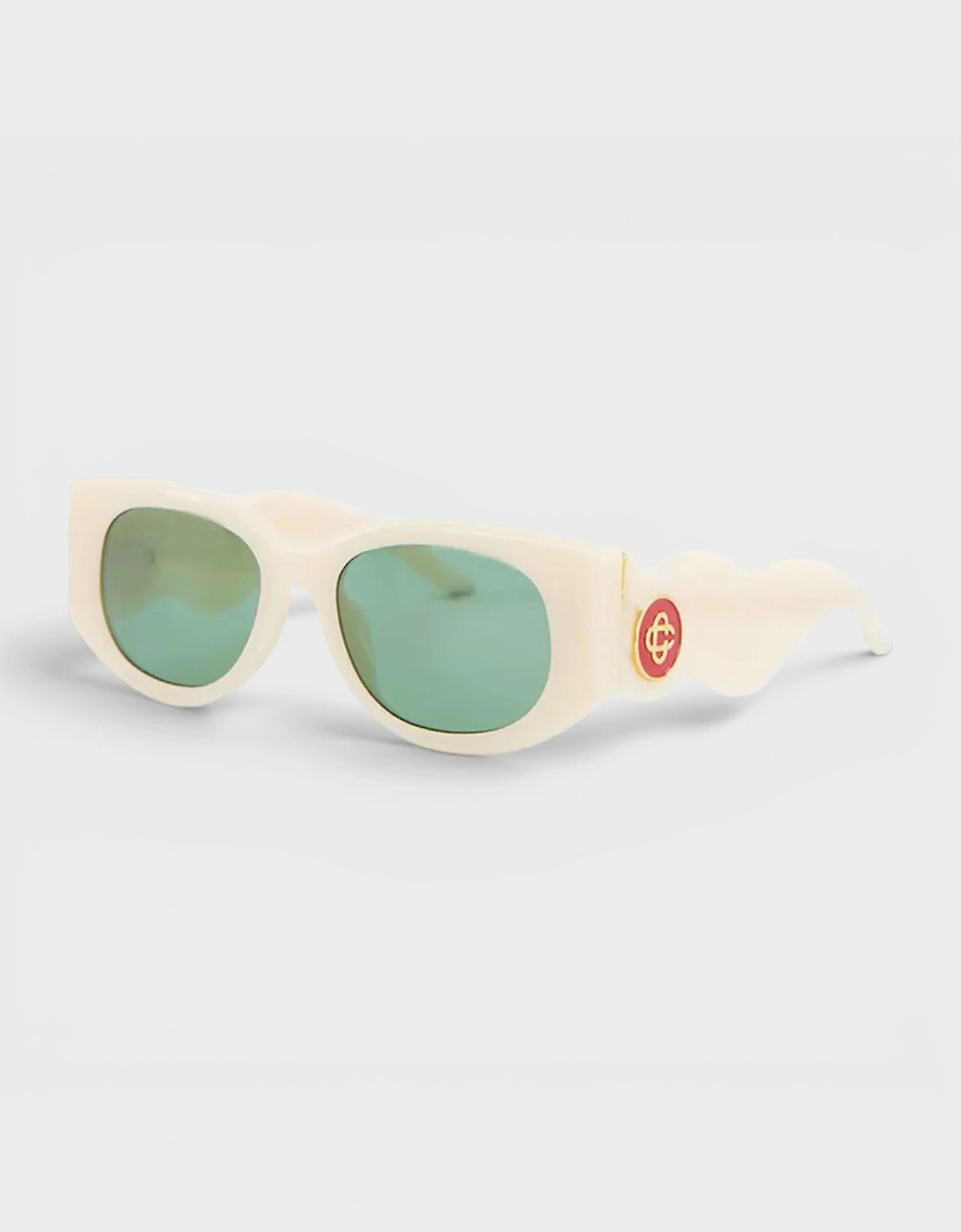 Acetate Metal Oval Wave Cream Gold Green