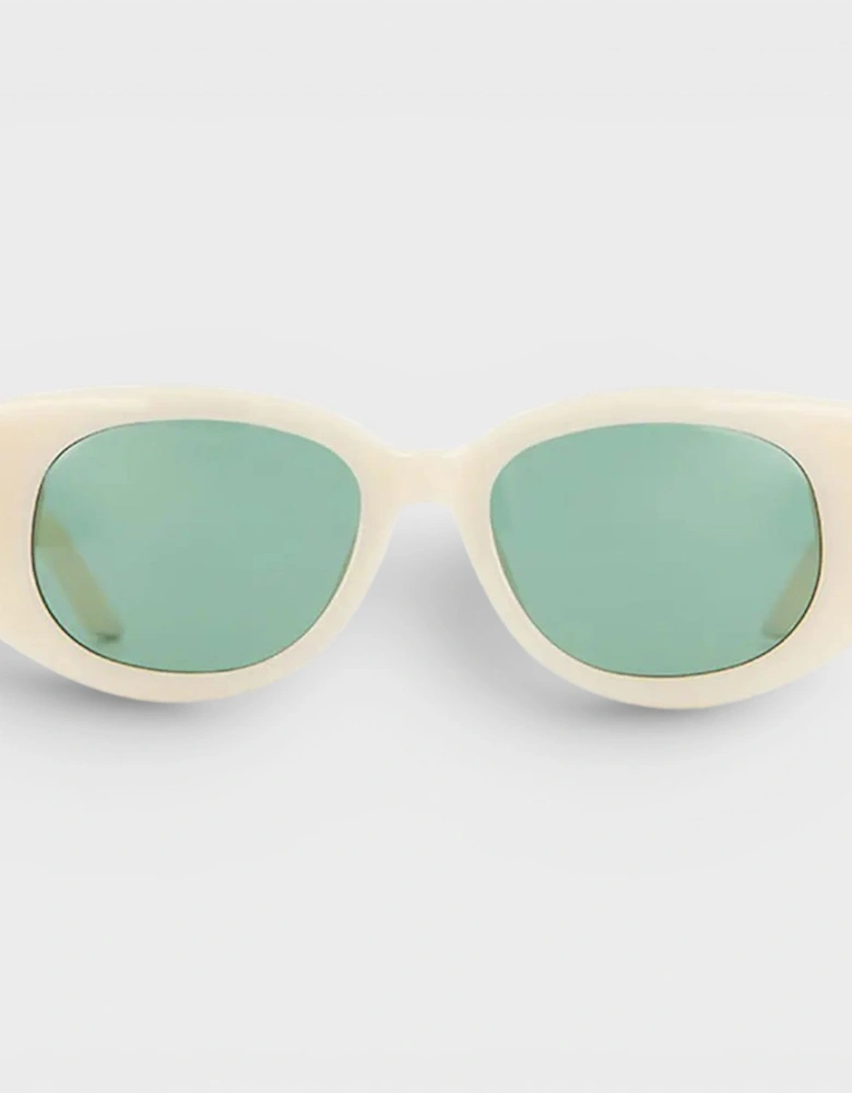 Acetate Metal Oval Wave Cream Gold Green