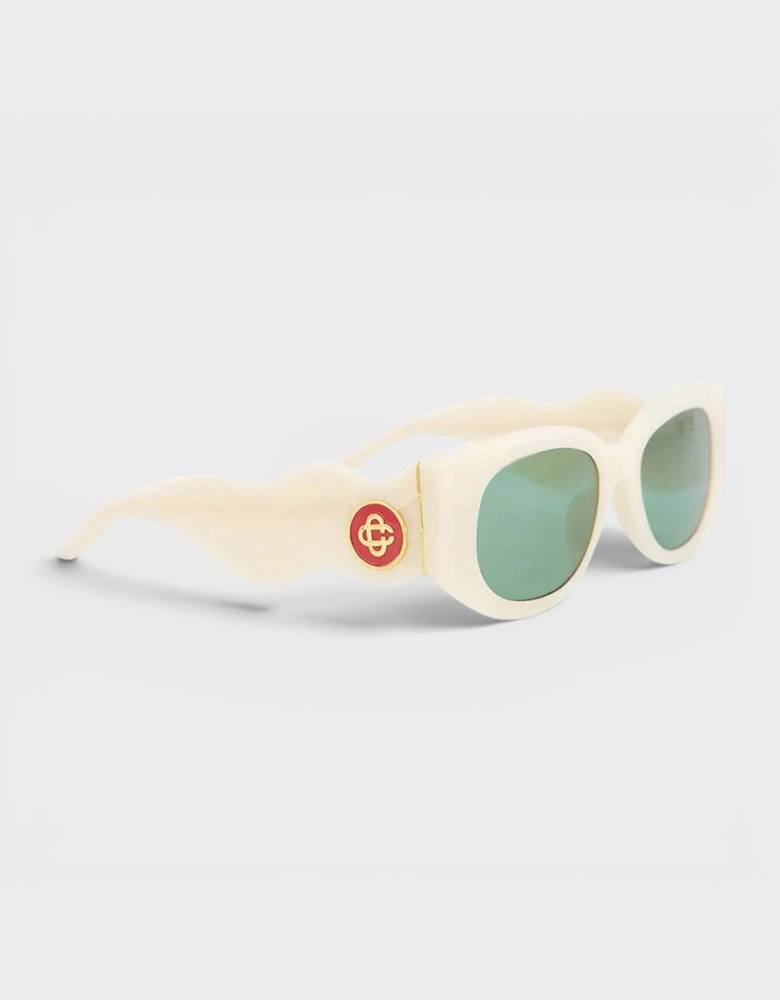 Acetate Metal Oval Wave Cream Gold Green
