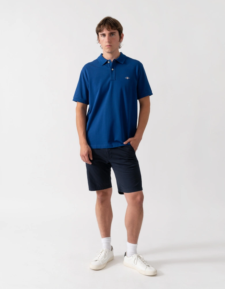 GANT Mens Regular Fit Short Sleeve Shield Logo Pique Polo - 435 Crisp Blue