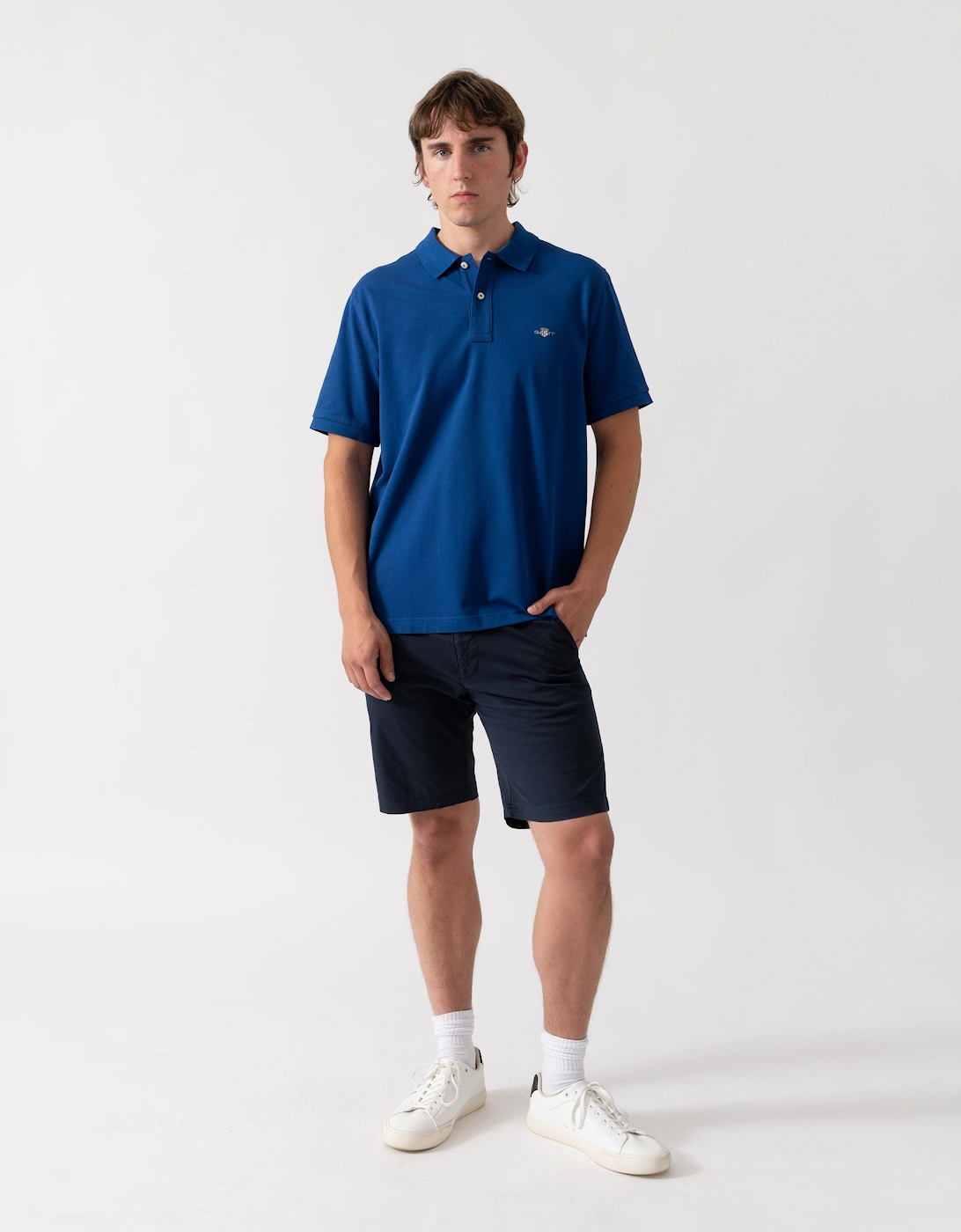GANT Mens Regular Fit Short Sleeve Shield Logo Pique Polo - 435 Crisp Blue