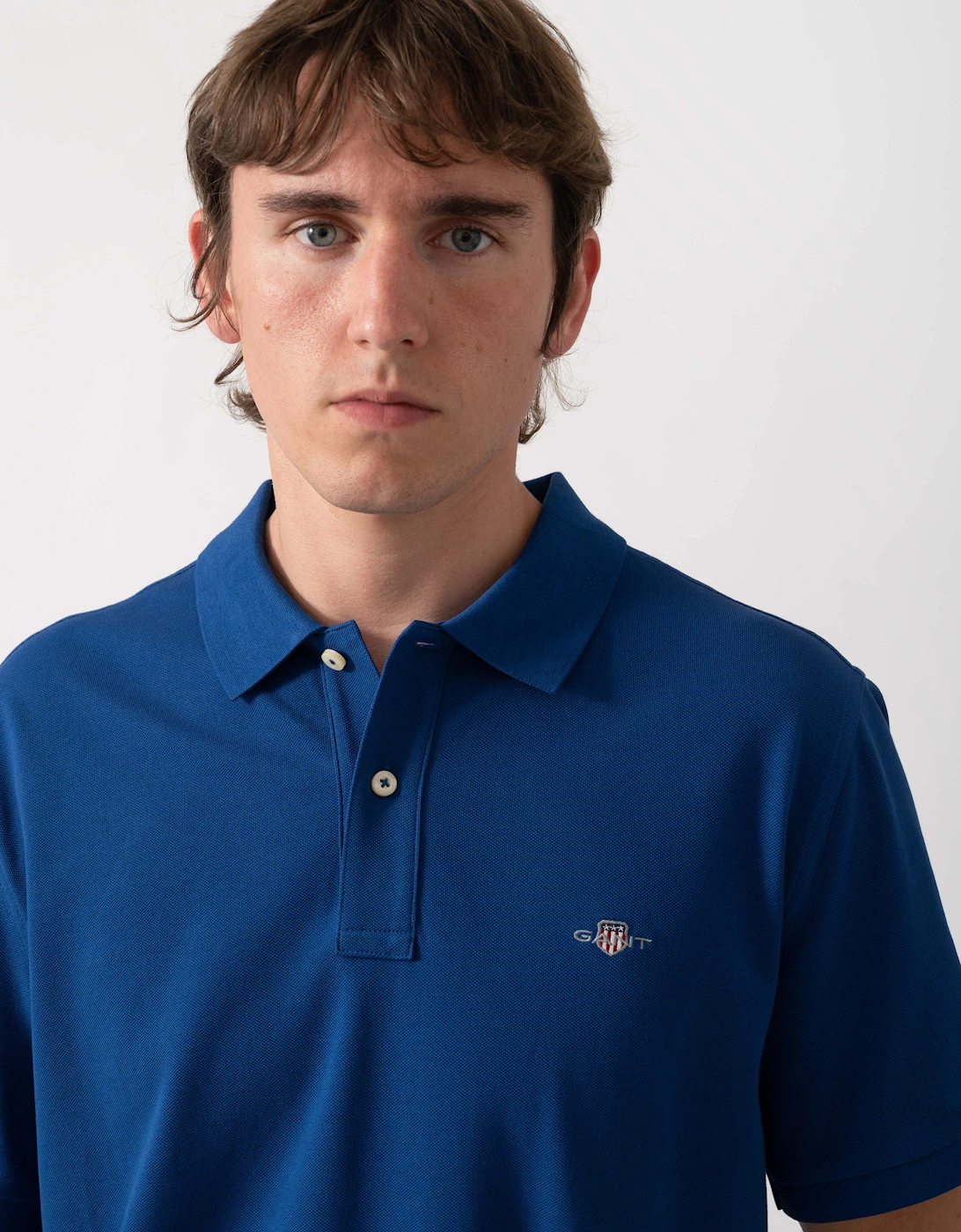 GANT Mens Regular Fit Short Sleeve Shield Logo Pique Polo - 435 Crisp Blue
