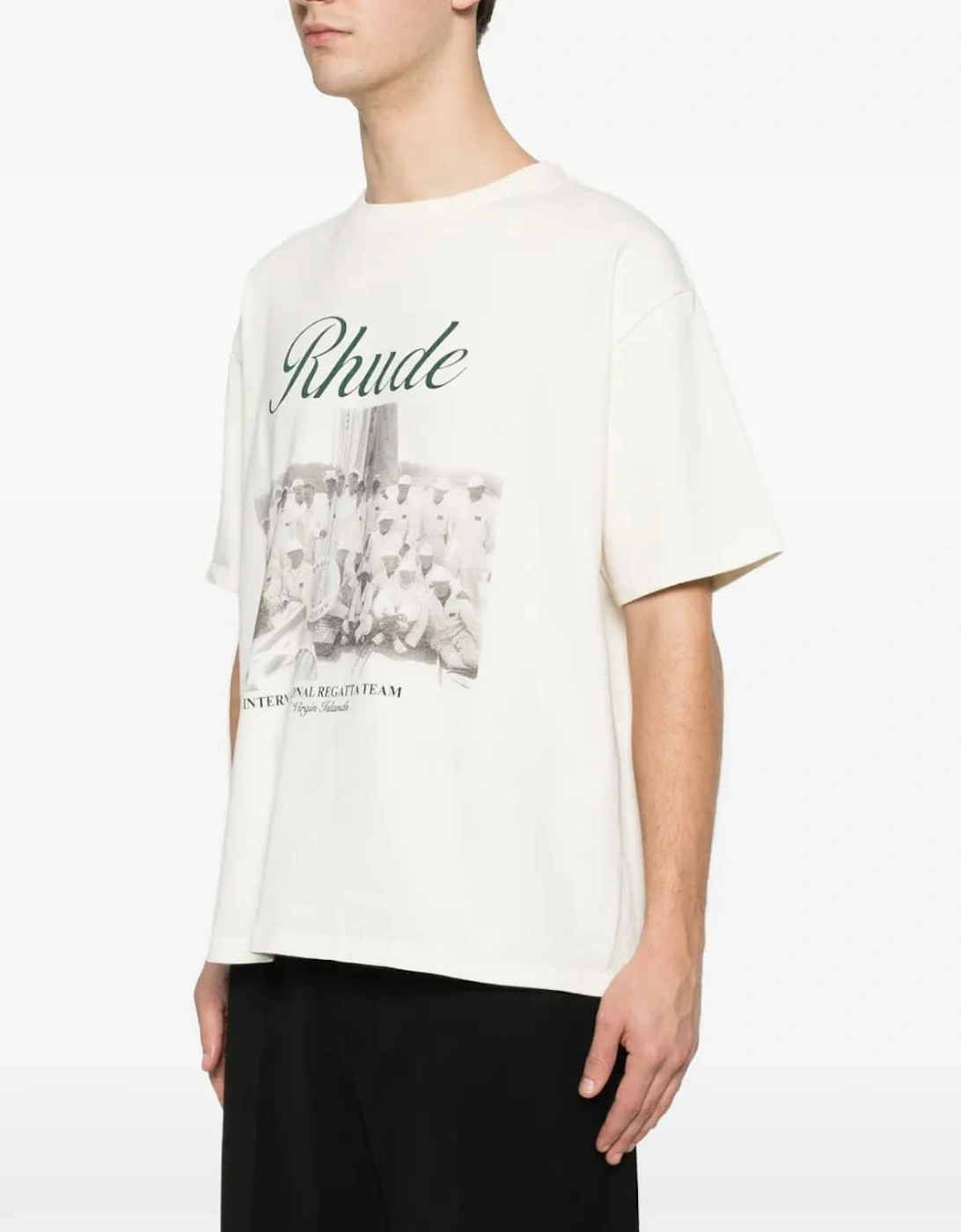 Rhude Virgin Islands Script Printed Cotton T-Shirt White