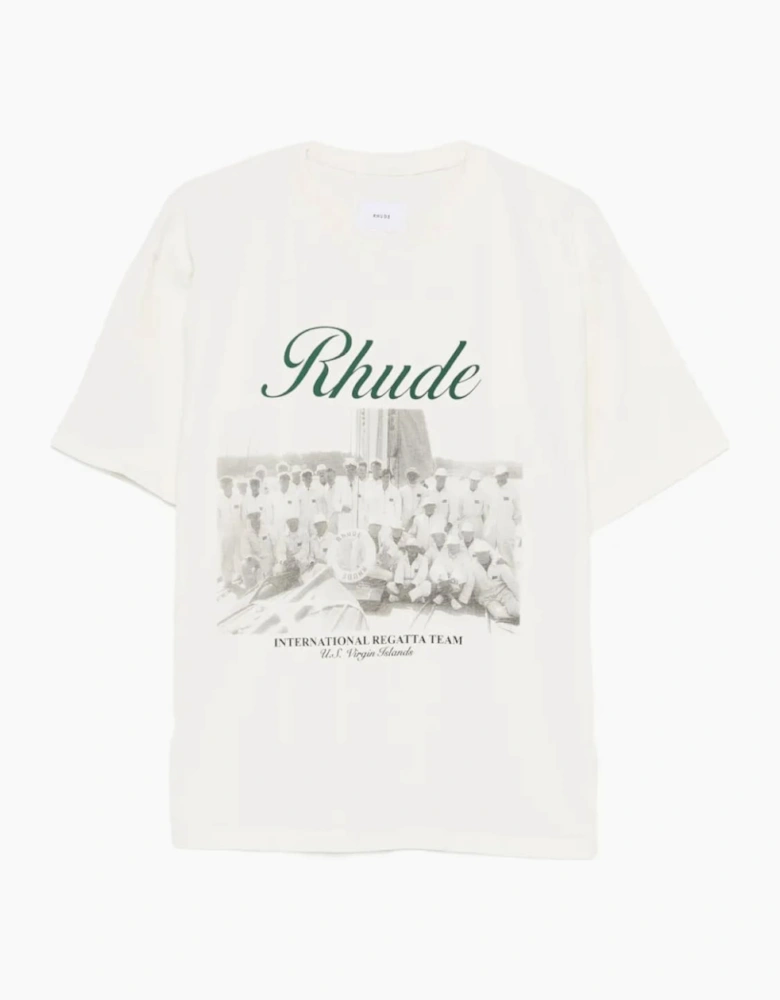 Rhude Virgin Islands Script Printed Cotton T-Shirt White