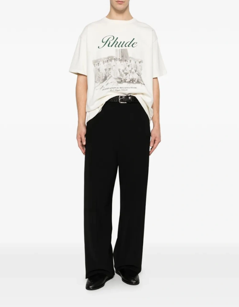 Rhude Virgin Islands Script Printed Cotton T-Shirt White