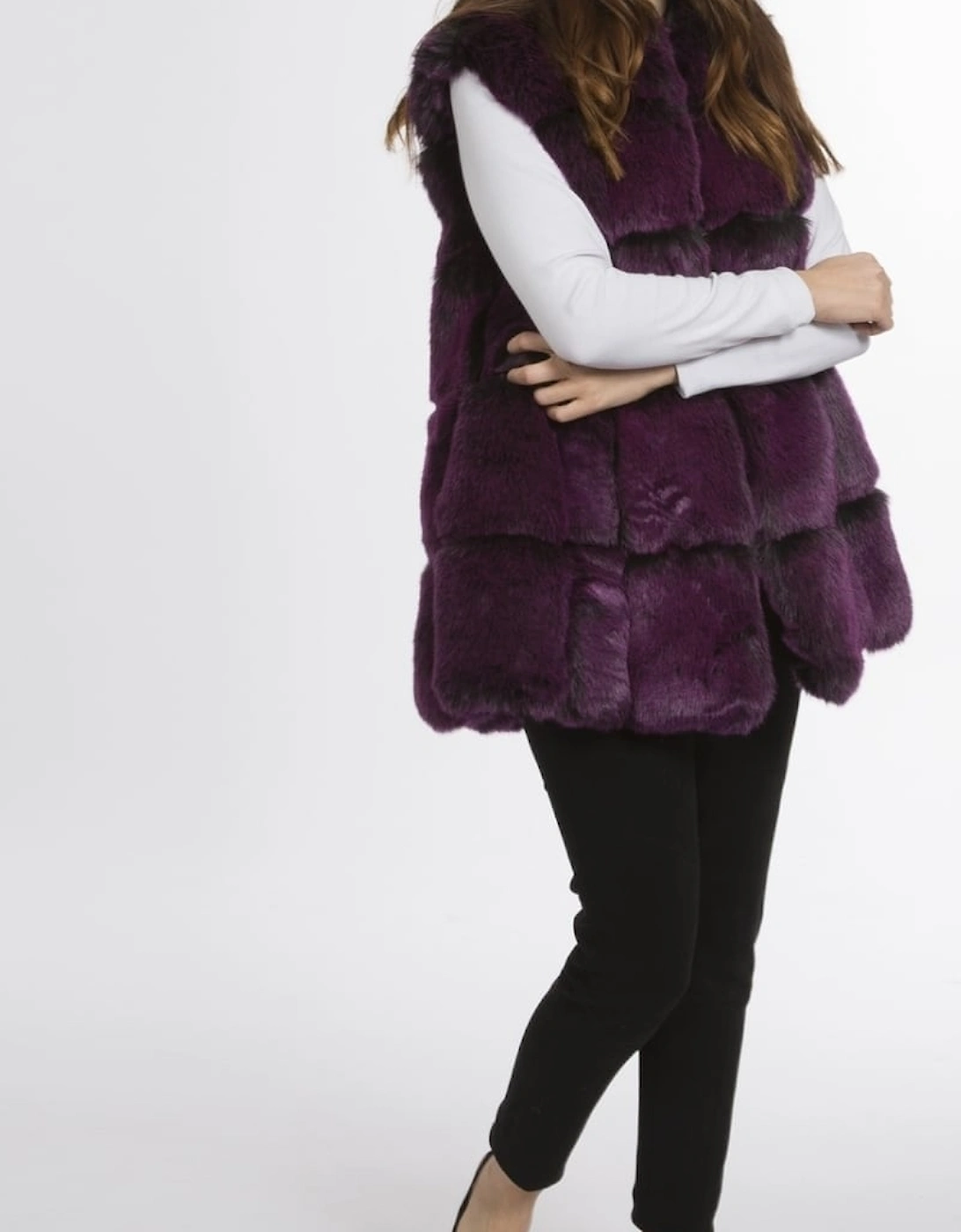 Purple Faux Fur Long Gilet | Waistcoat
