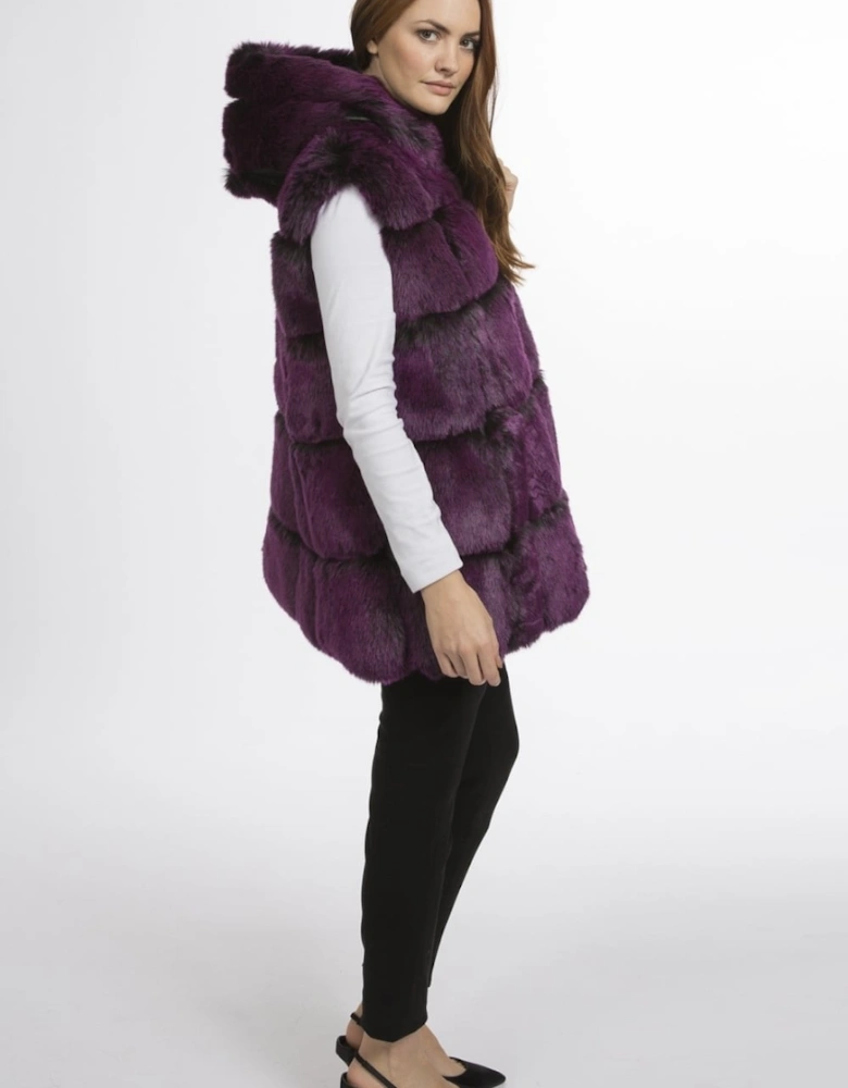 Purple Faux Fur Long Gilet | Waistcoat