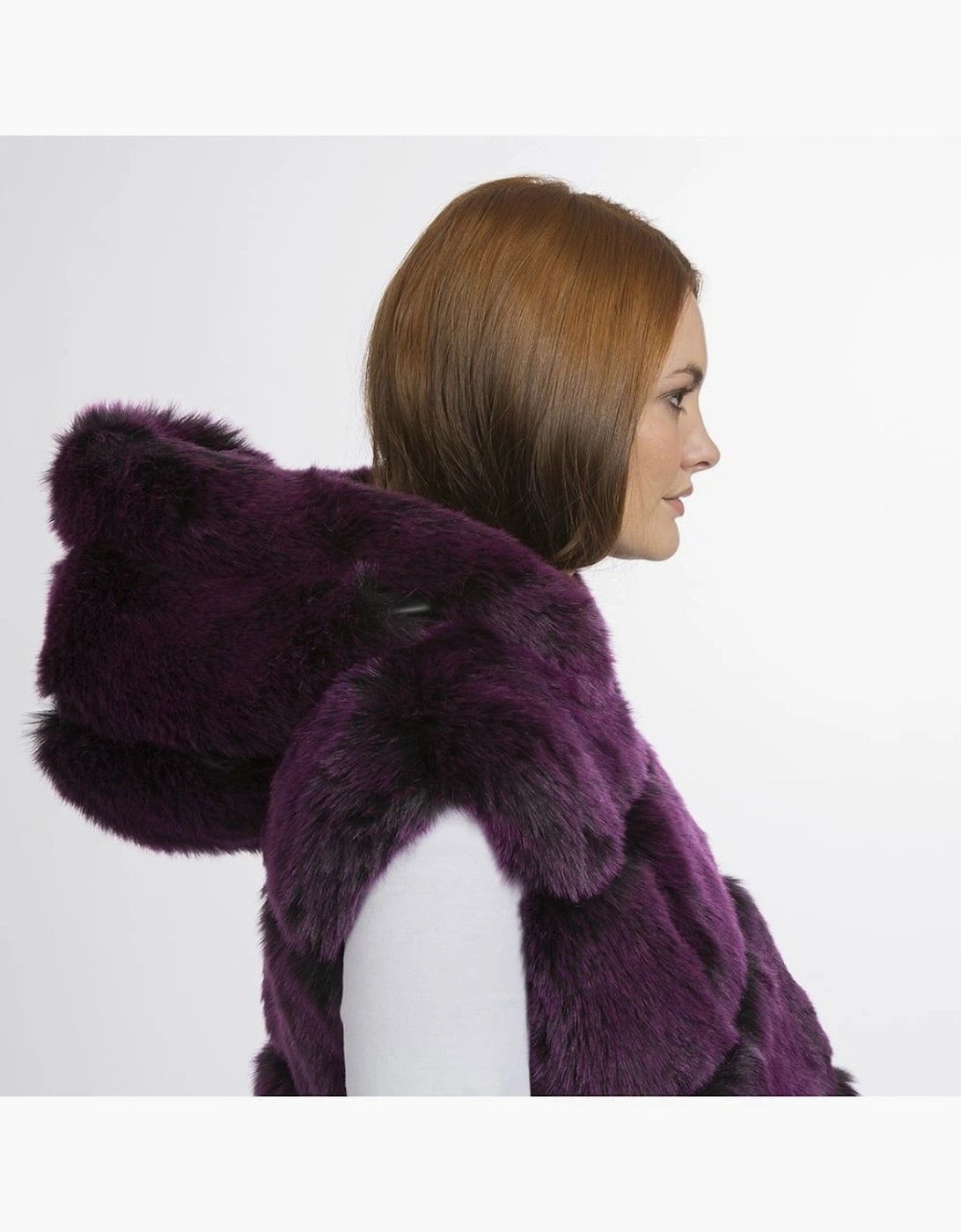 Purple Faux Fur Long Gilet | Waistcoat
