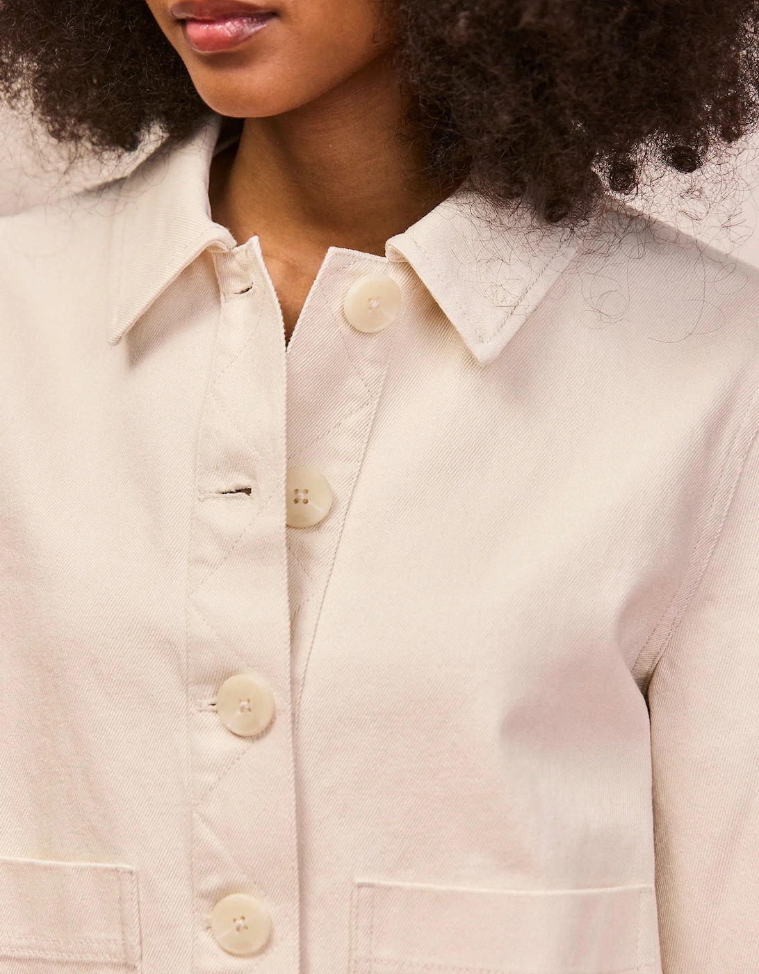 Ecru Cotton Twill Denim Jacket