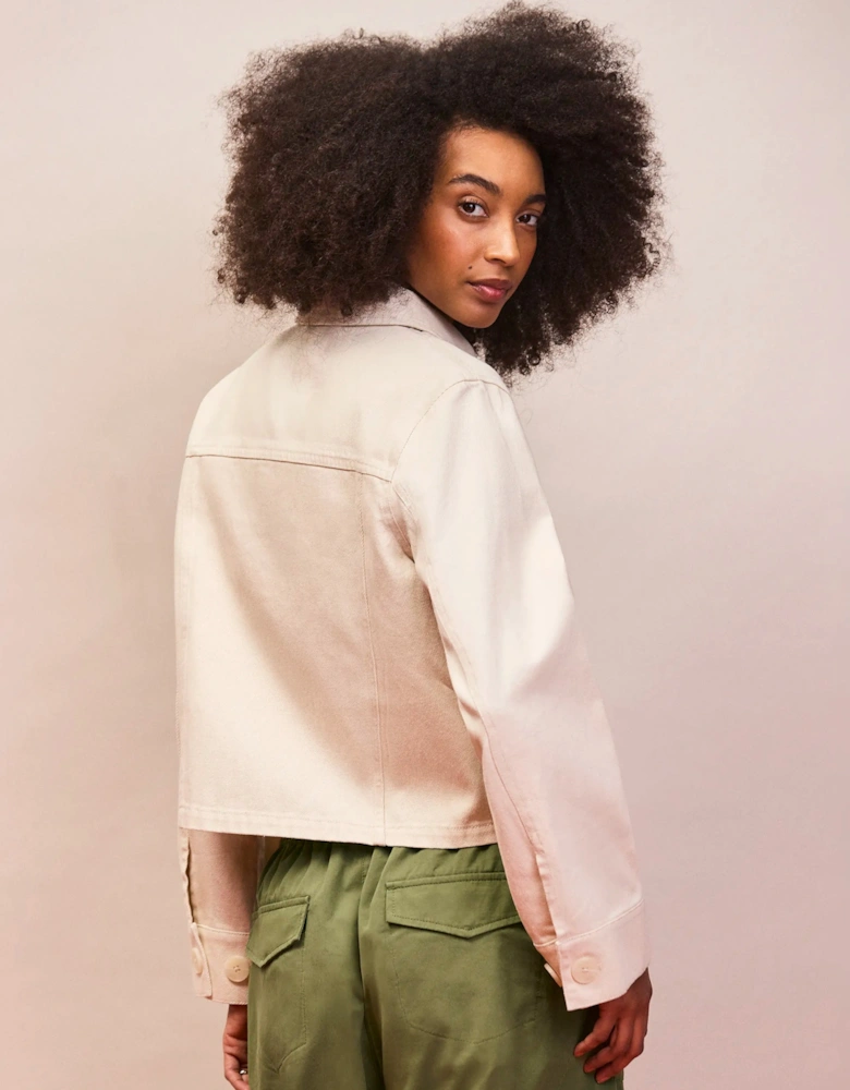 Ecru Cotton Twill Denim Jacket