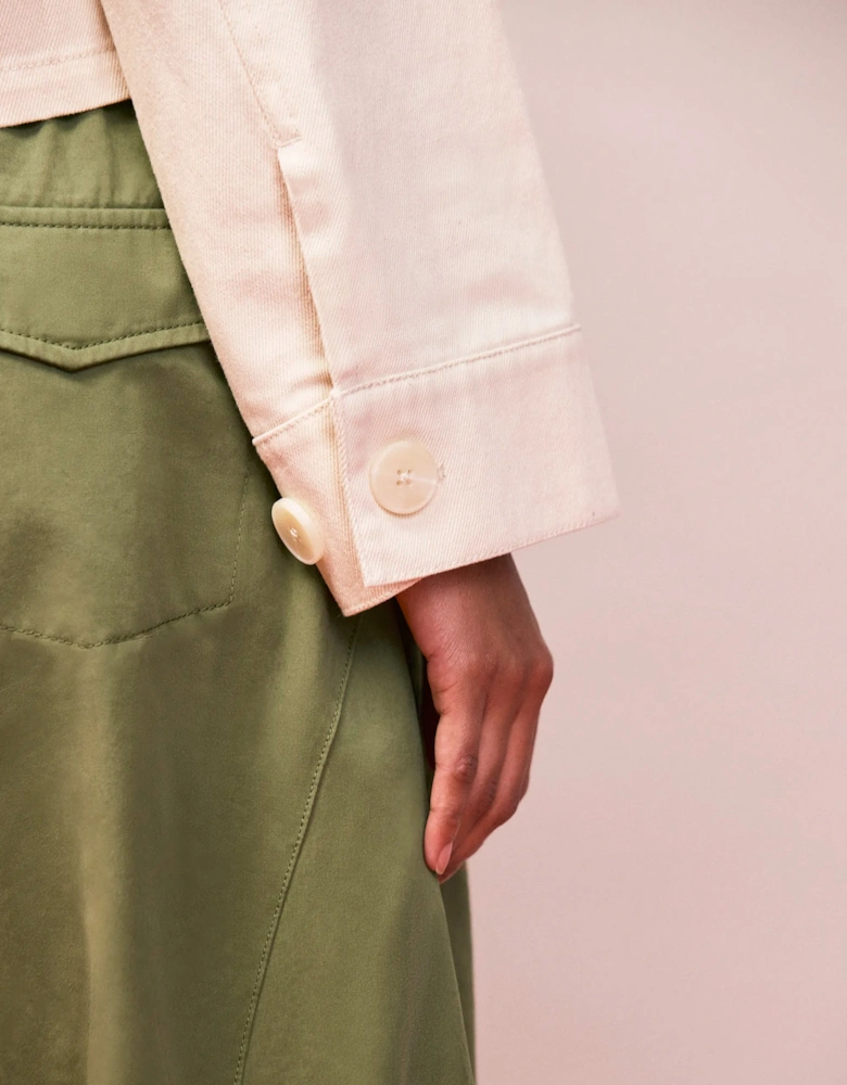 Ecru Cotton Twill Denim Jacket