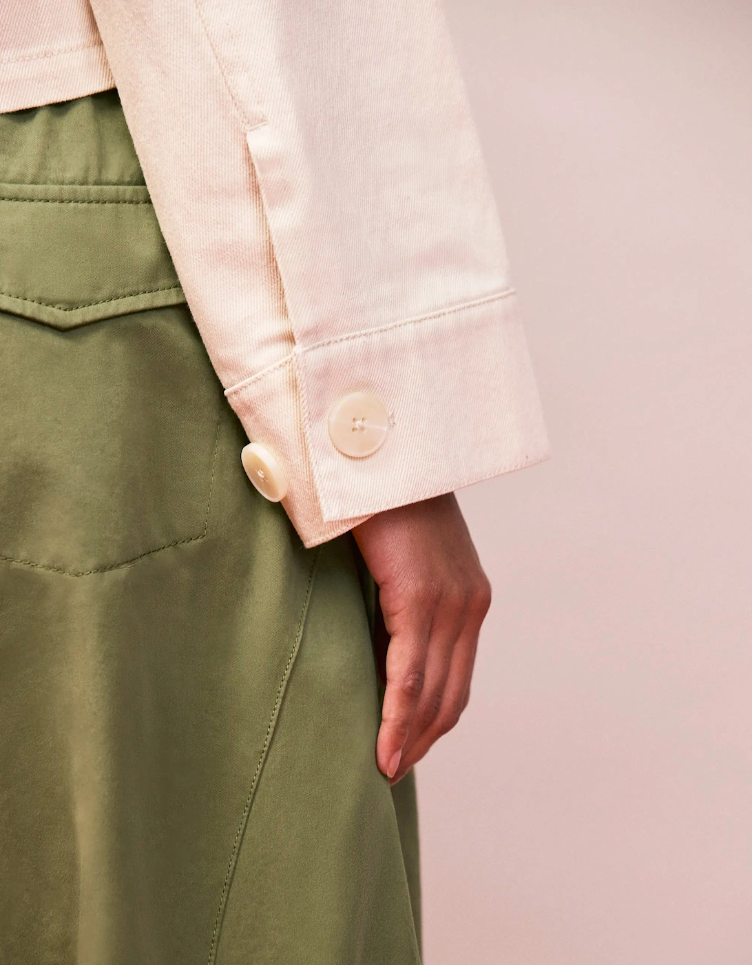 Ecru Cotton Twill Denim Jacket