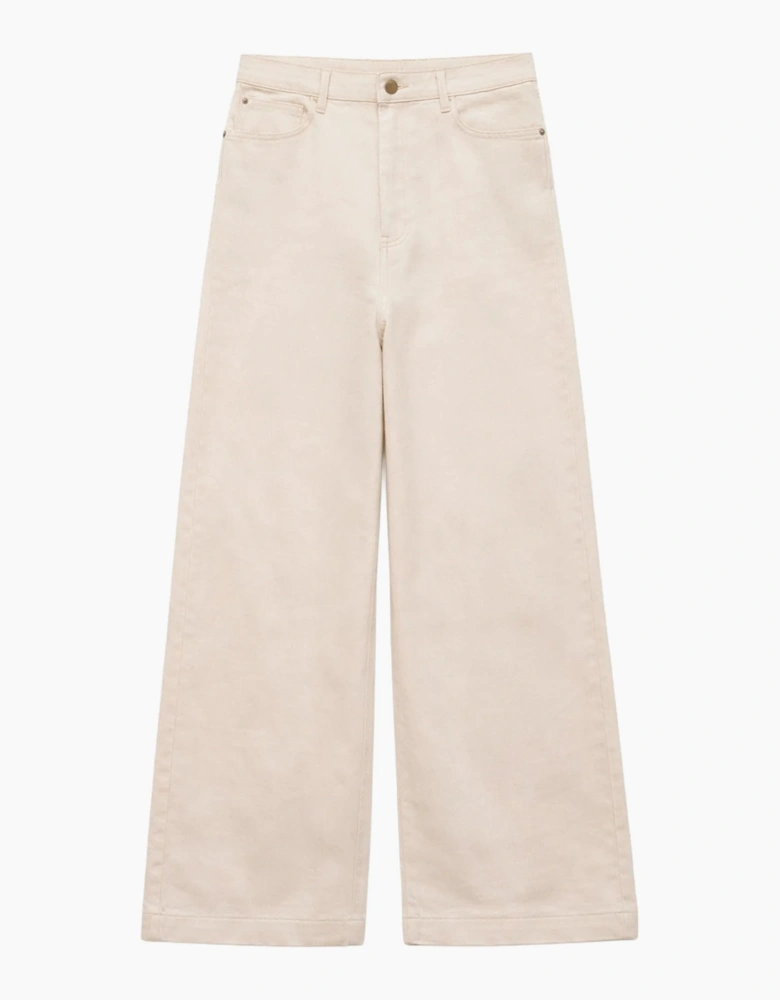Petite Ecru Cotton Twill Wide Leg Jeans