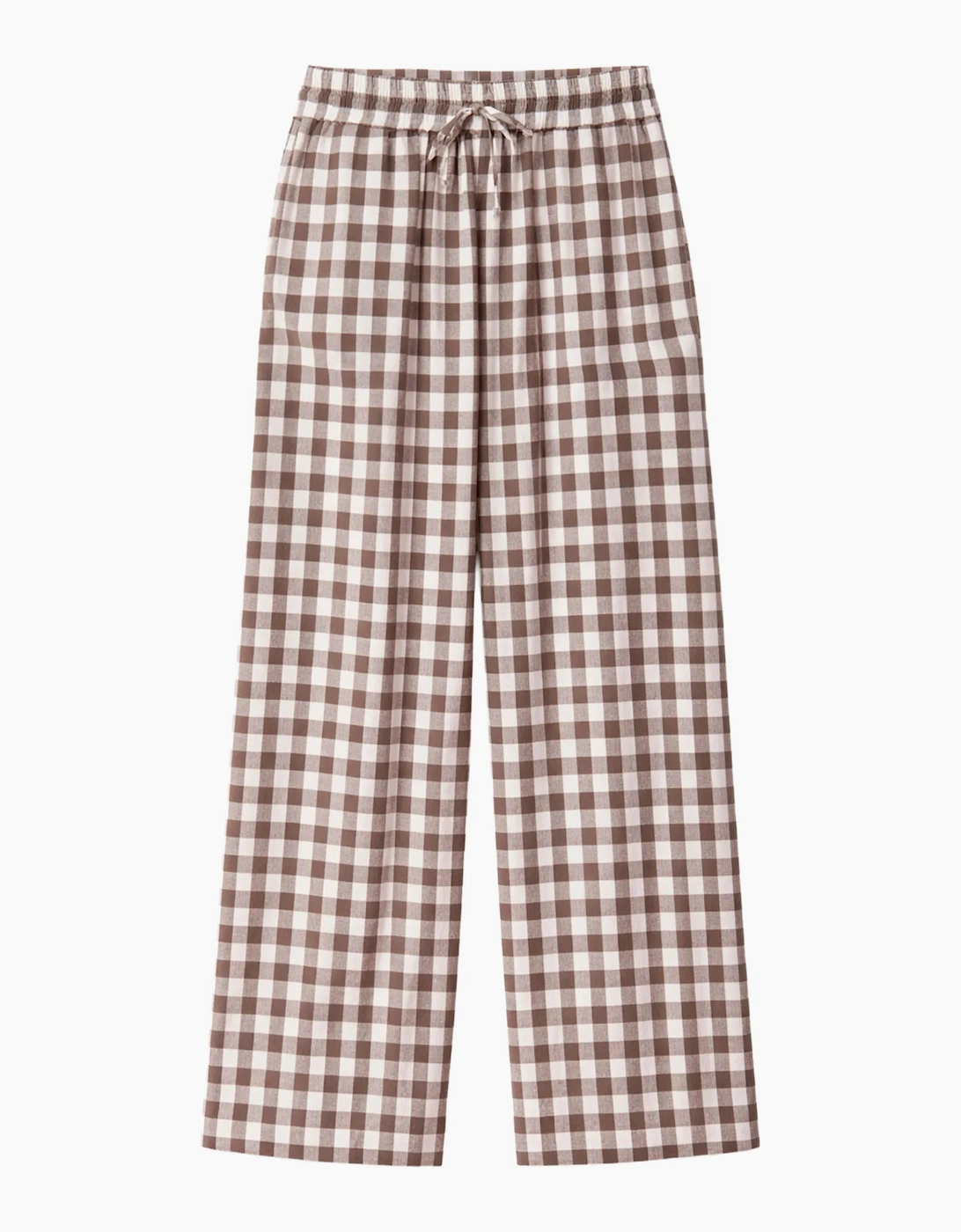 Petite Brown Gingham Linen Blend Casual Trouser, 7 of 6