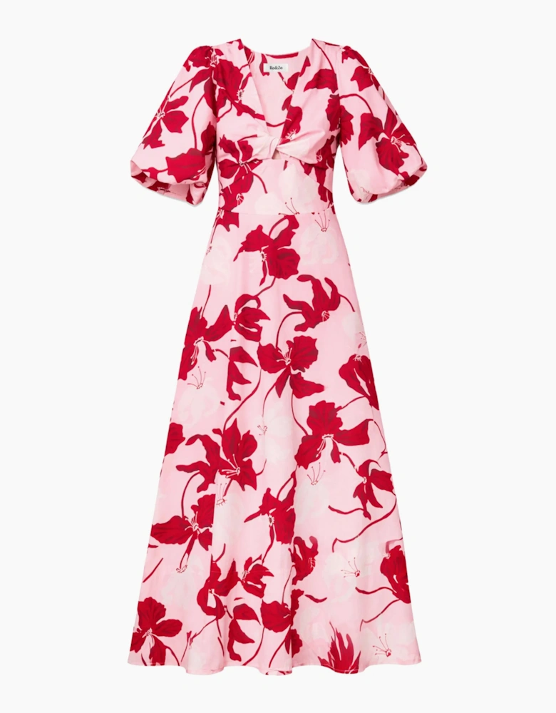 Petite Mina Red And Pink Floral Dress