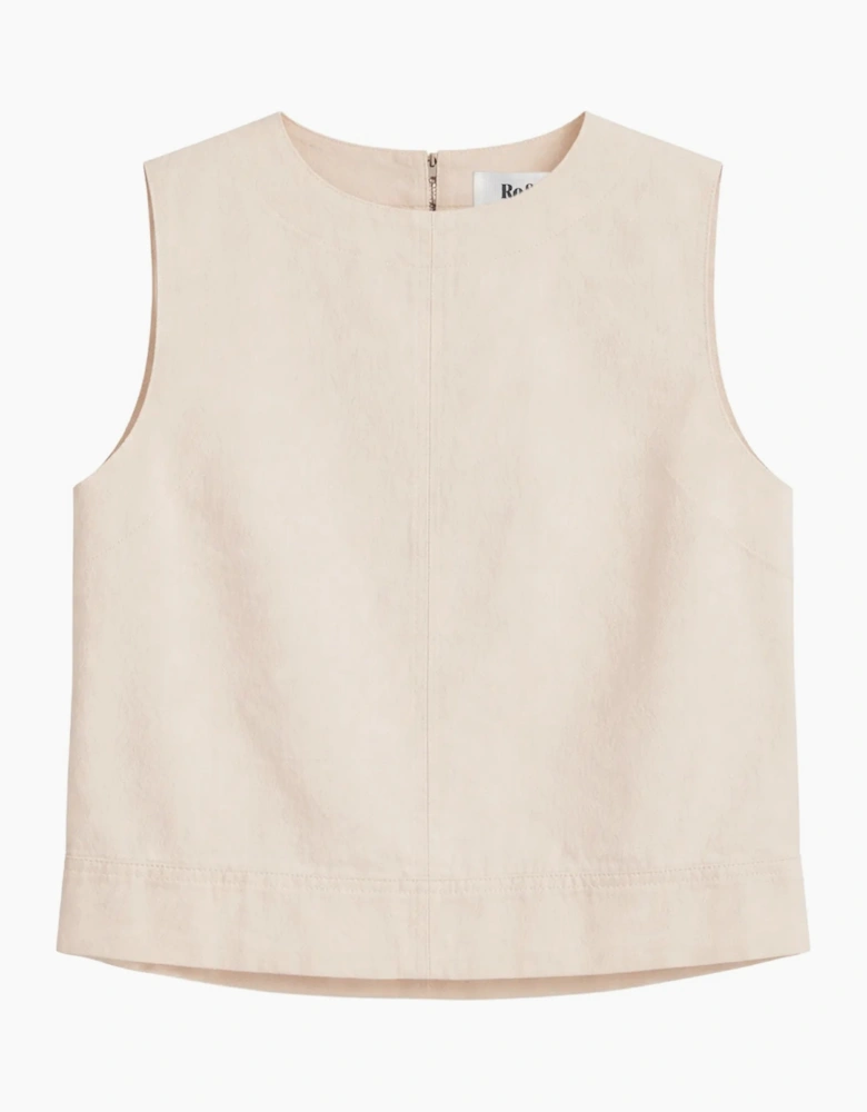Ecru Cotton Twill Shell Top