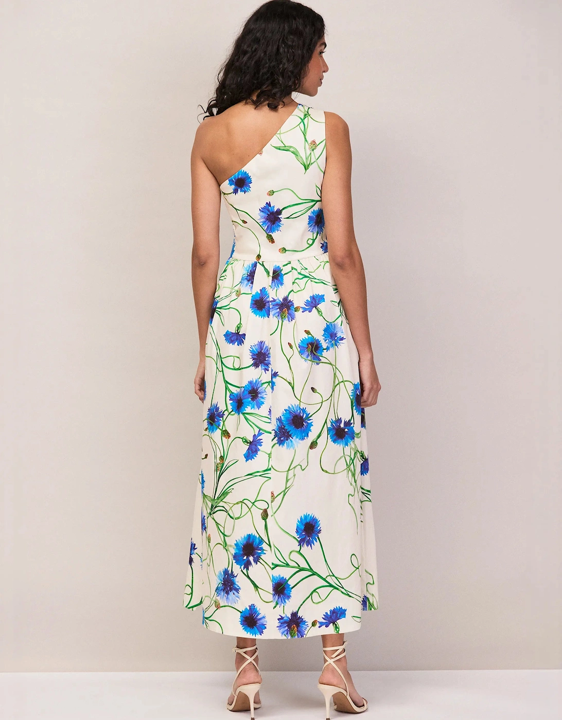 Petite Aubrey Clematis Print One Shoulder Dress