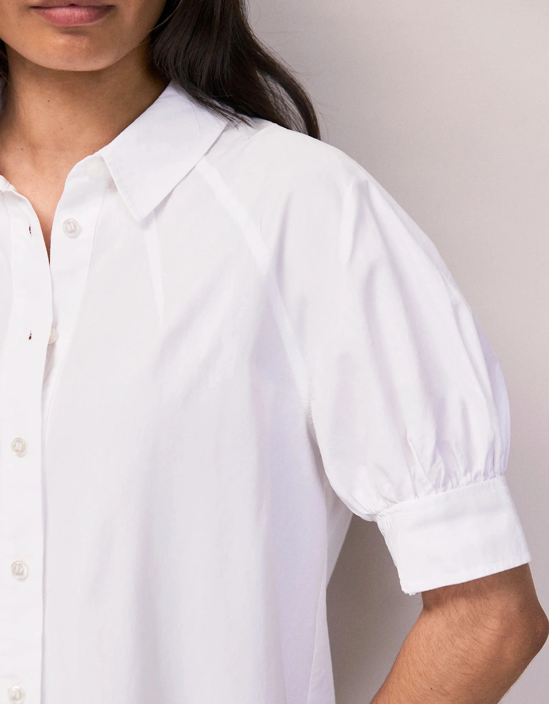 White Cotton Poplin Short Sleeve Shirt