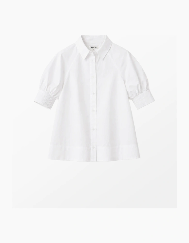 White Cotton Poplin Short Sleeve Shirt