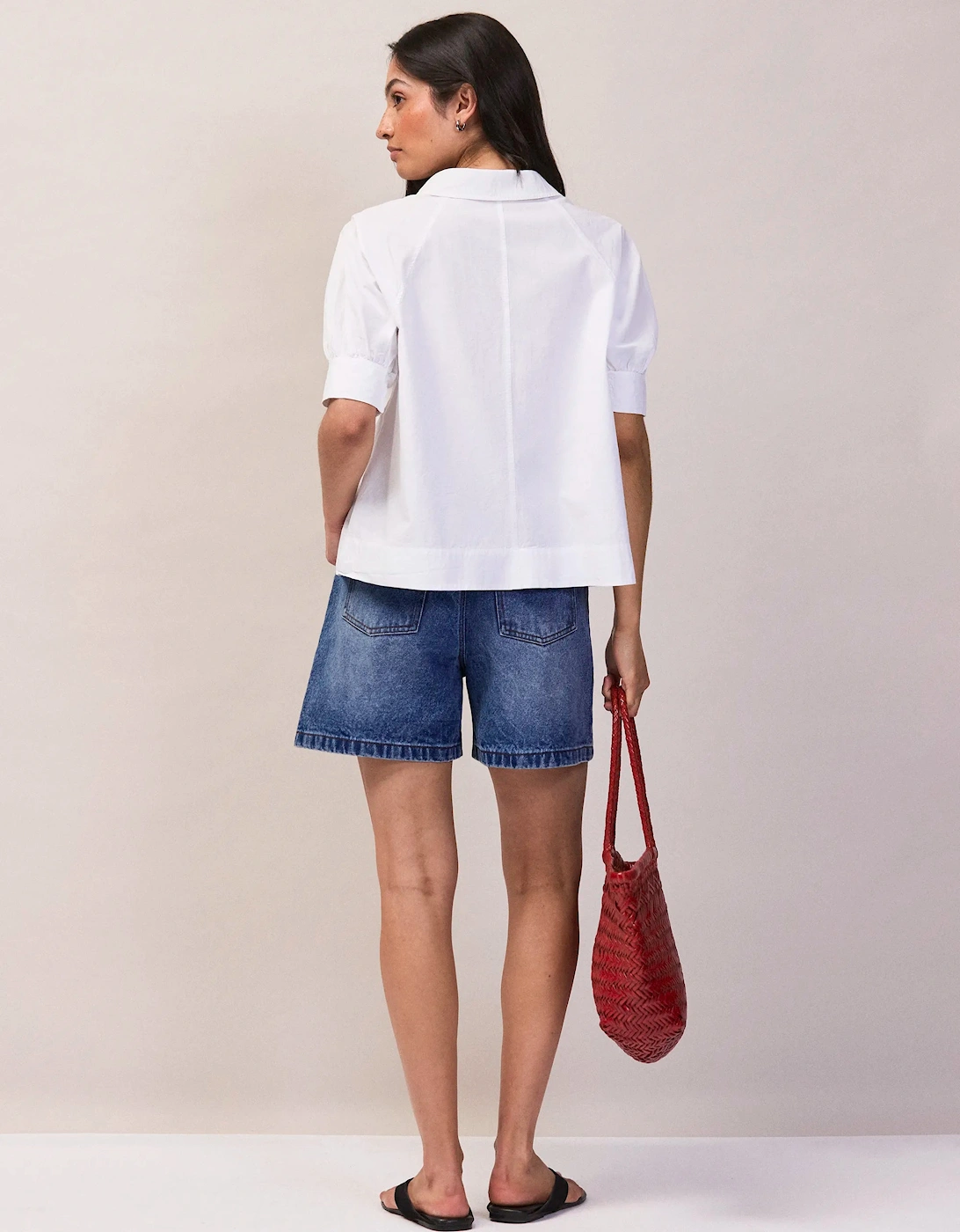 White Cotton Poplin Short Sleeve Shirt