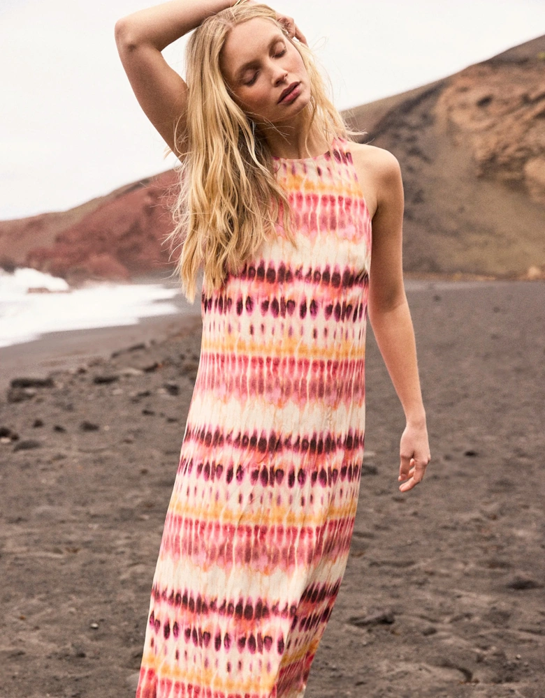 Pink Tie Dye Print Dress