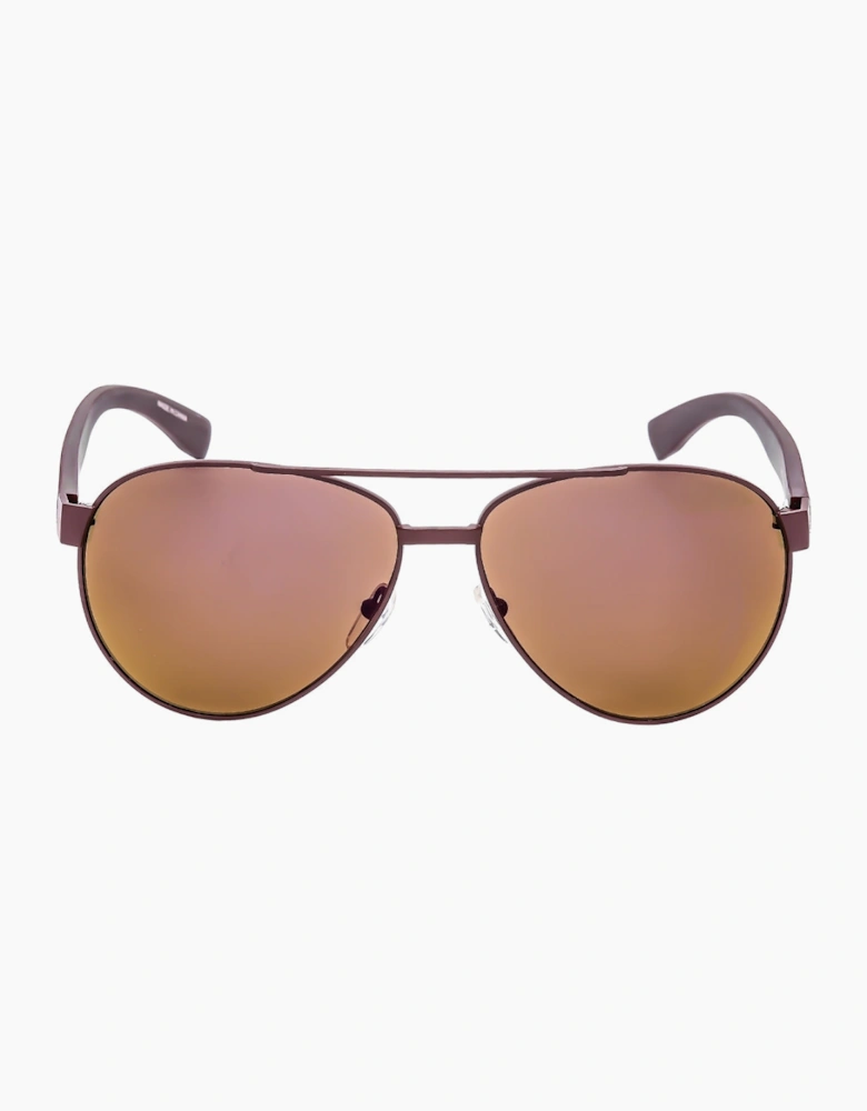 Lacoste Matte Red Framed Brown Lensed Sunglasses
