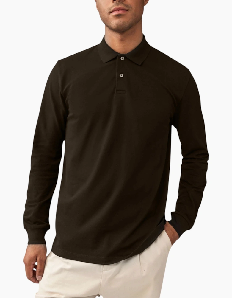 Mens Polo Shirts  Long Sleeve Cotton Stretch Regular Fit Casual Solid T-Shirt