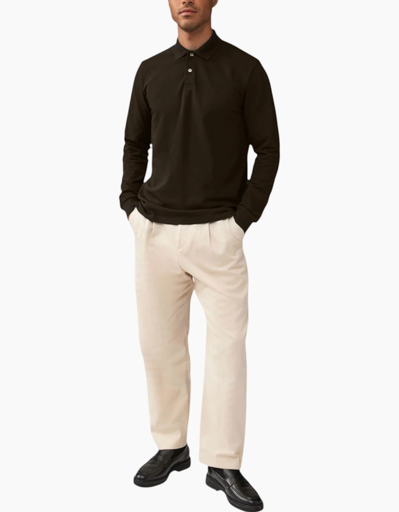 Mens Polo Shirts  Long Sleeve Cotton Stretch Regular Fit Casual Solid T-Shirt