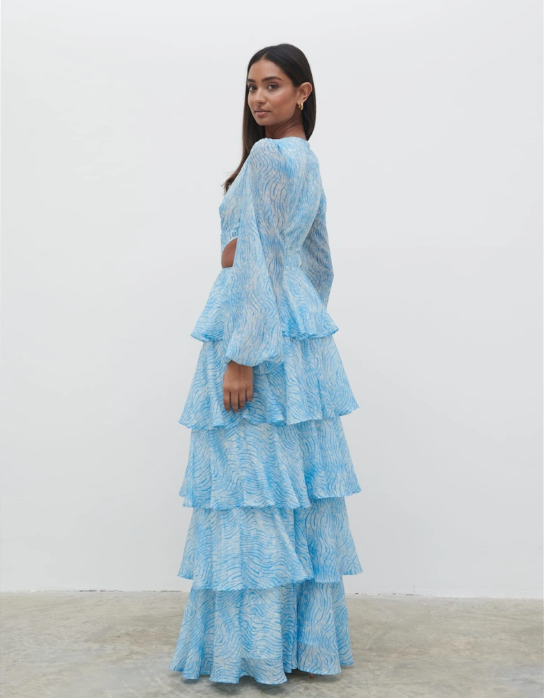 Ashton Cut Out Maxi Dress - Blue Swirl
