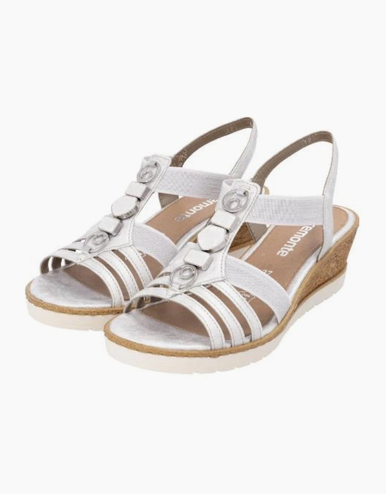 Remonte ladies sandals R6264-92 in silver/platinum