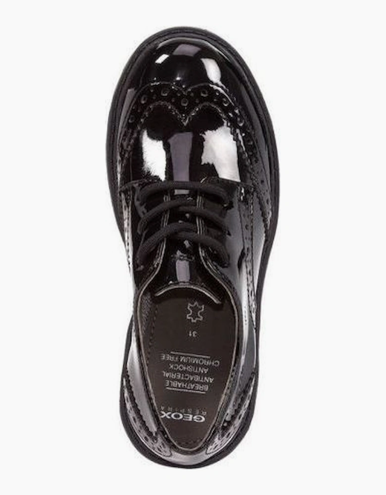 Geox J6420n School Shoes Casey black patent
