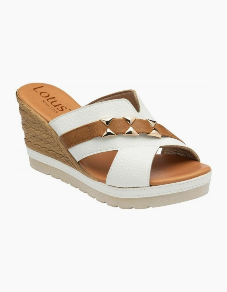Lotus Barrcuda wedge sandal in white