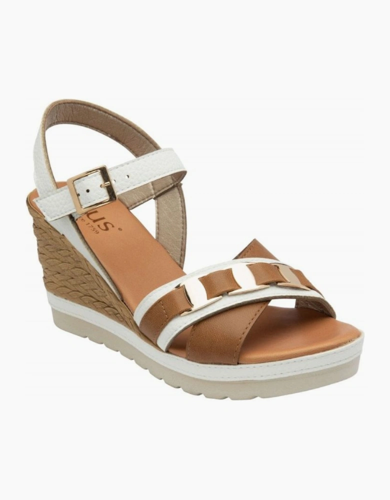 Lotus Tassere wedge sandal in white