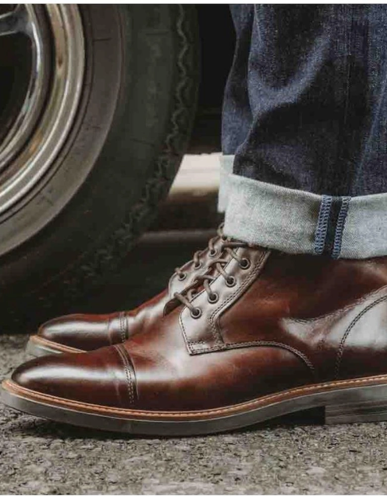 Base London Plymouth Mens Toe Cap Boot in brown