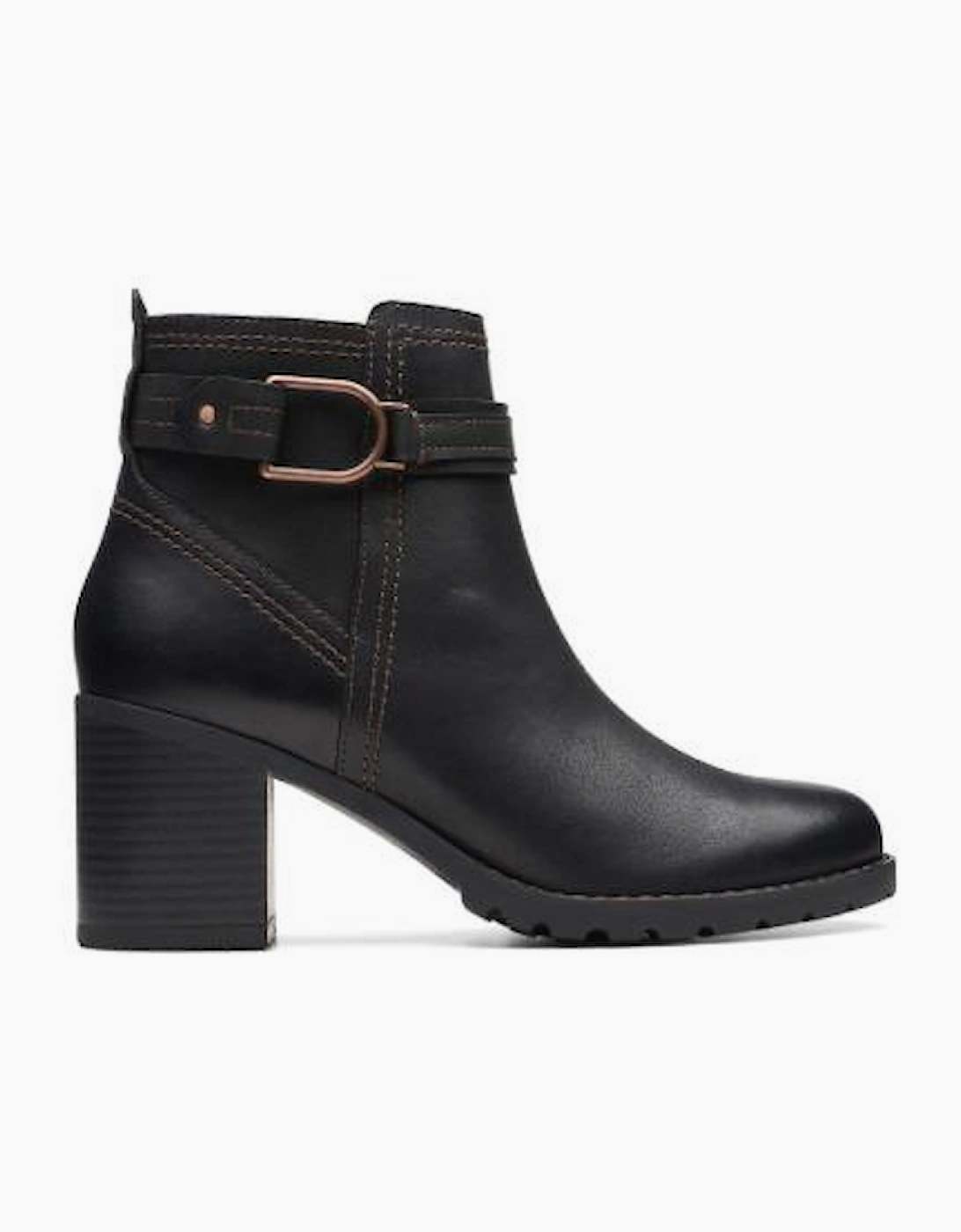 Clarks Ladies boot Leda Strap in Black Leather