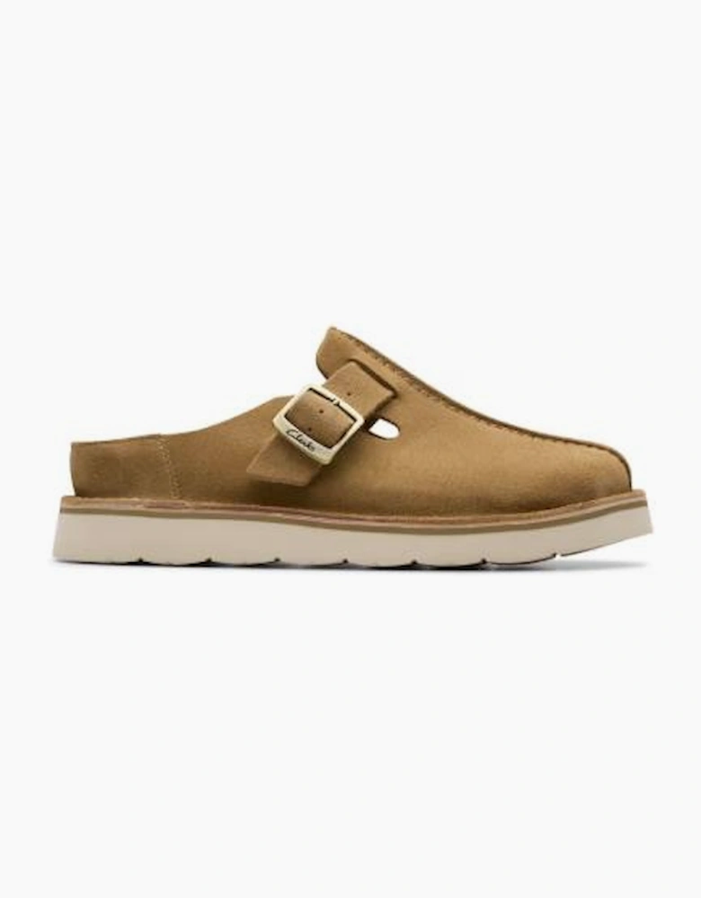 Clarks Solsbury Mule in Dark Sand suede
