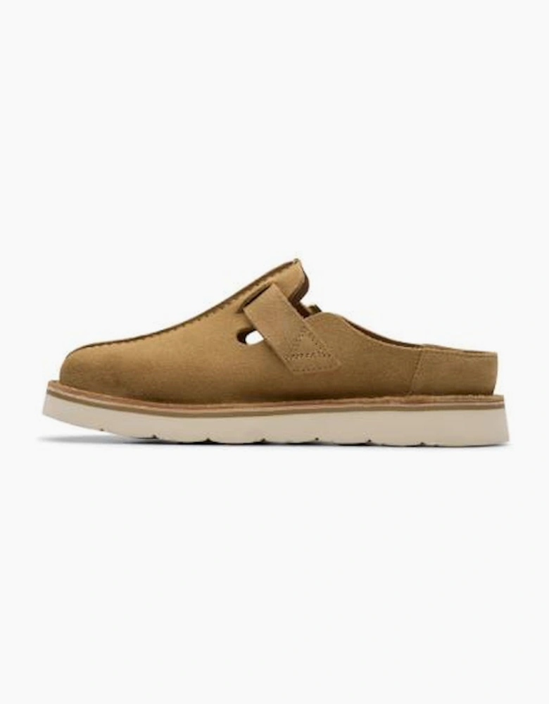 Clarks Solsbury Mule in Dark Sand suede