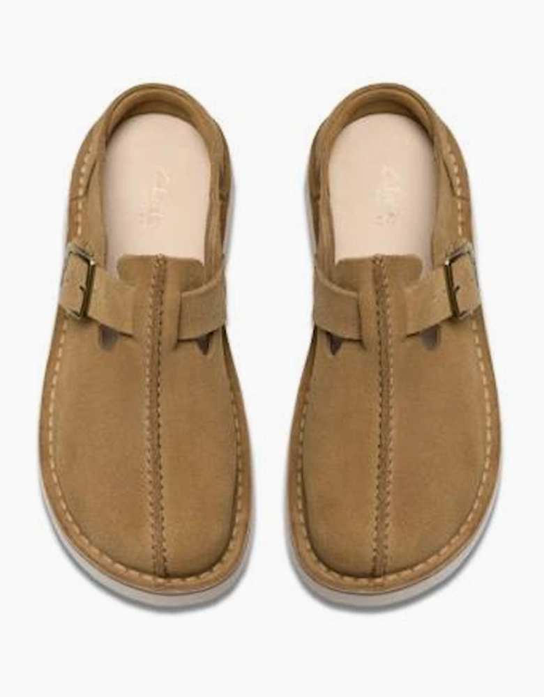 Clarks Solsbury Mule in Dark Sand suede