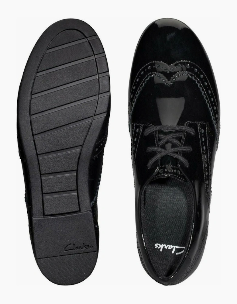 Clarks Scala Lace Youth Black Patent
