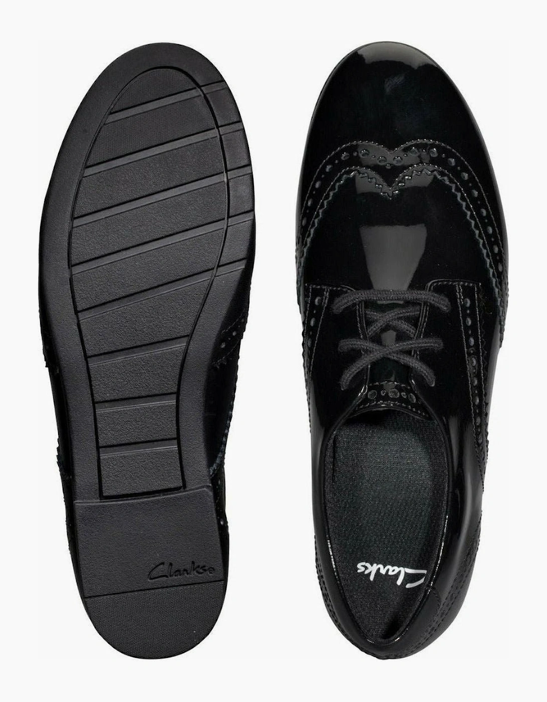 Clarks Scala Lace Youth Black Patent