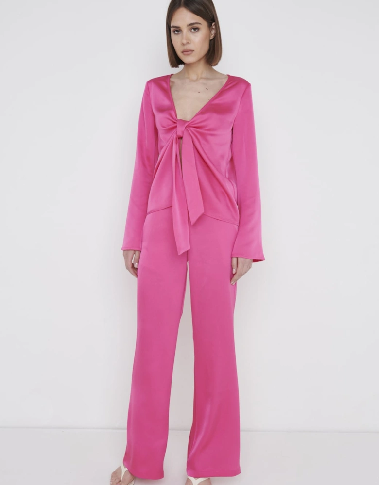 Ashley Tie Drape Top - Fuchsia