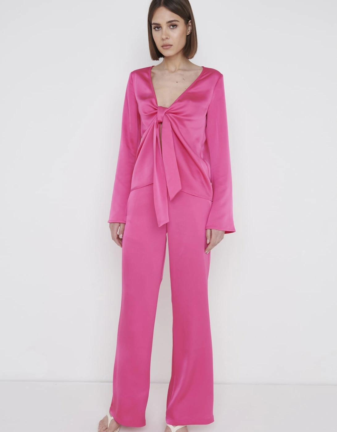 Ashley Tie Drape Top - Fuchsia