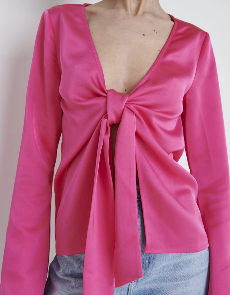 Ashley Tie Drape Top - Fuchsia